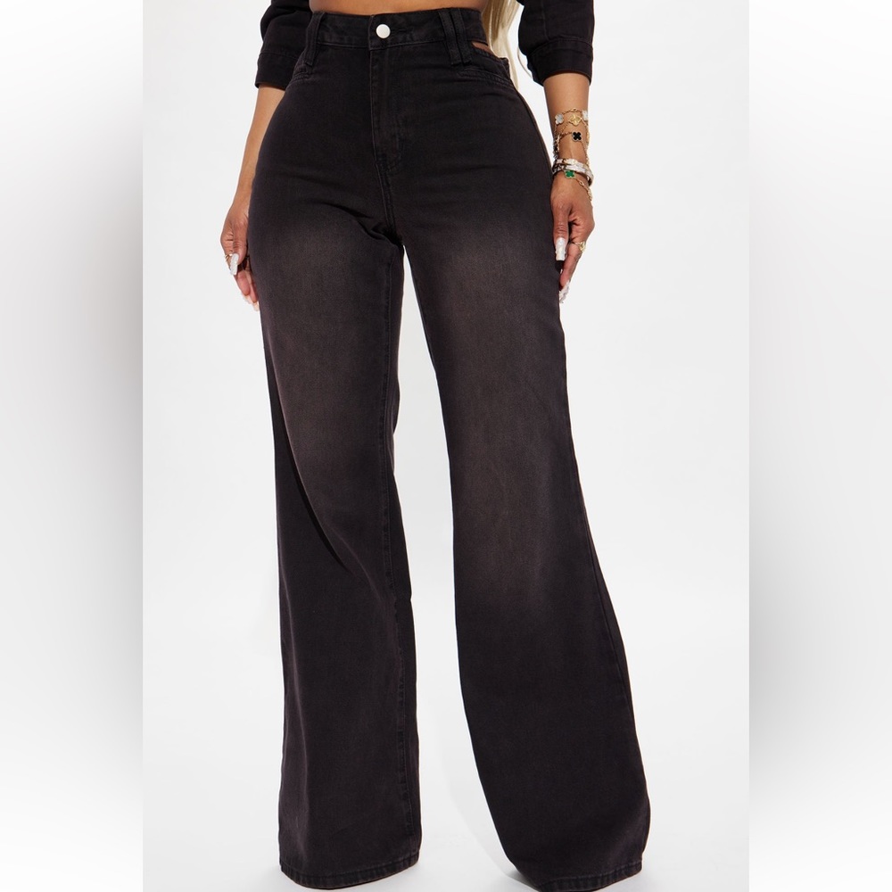 Black with reddish tint wide leg jeans Sz 9